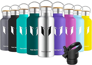 Super Sparrow Botella Agua Acero Inoxidable - Botella Agua Niños - 350ml/500ml/620ml/750ml/1L - Botella Termica Boca Estándar - Sin BPA, para Niños & Adultos, Deporte, Oficina, Yoga, Ciclismo